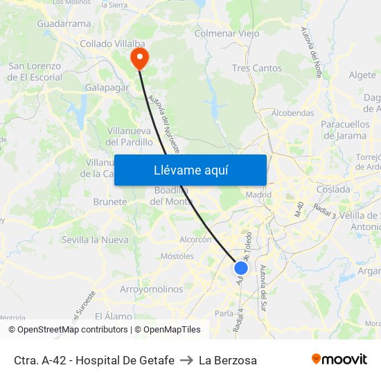 Ctra. A-42 - Hospital De Getafe to La Berzosa map