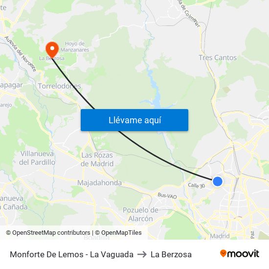 Monforte De Lemos - La Vaguada to La Berzosa map