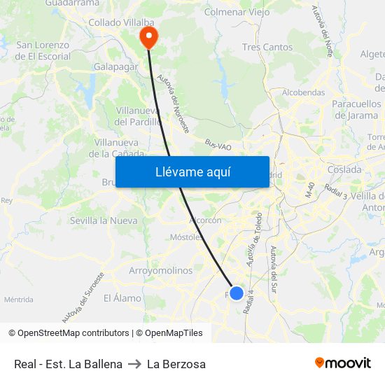 Real - Est. La Ballena to La Berzosa map