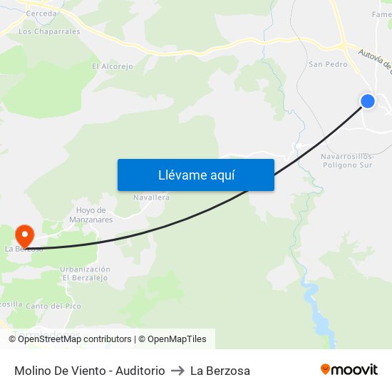Molino De Viento - Auditorio to La Berzosa map