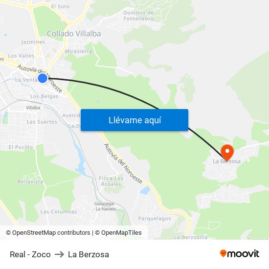 Real - Zoco to La Berzosa map
