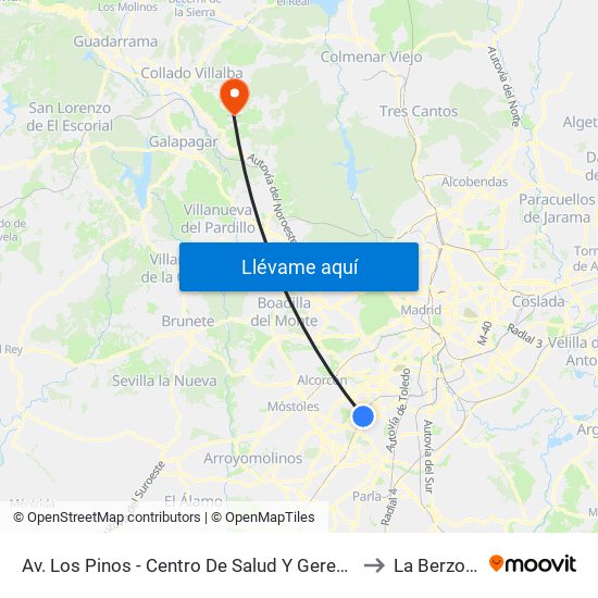 Av. Los Pinos - Centro De Salud Y Gerencia to La Berzosa map