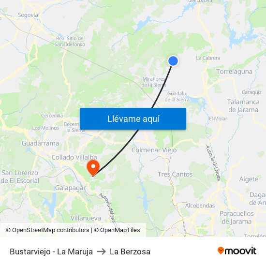 Bustarviejo - La Maruja to La Berzosa map