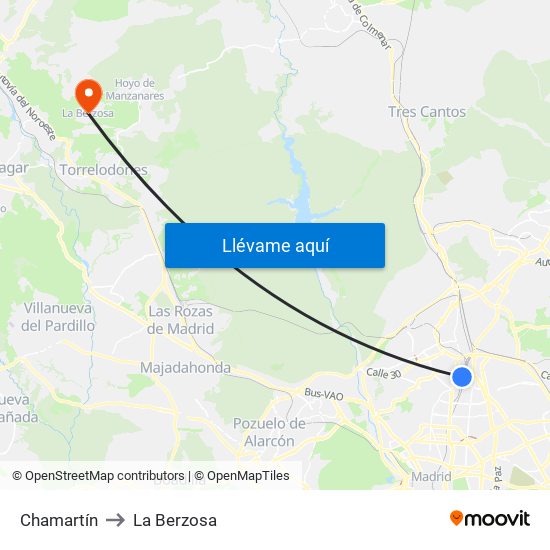 Chamartín to La Berzosa map