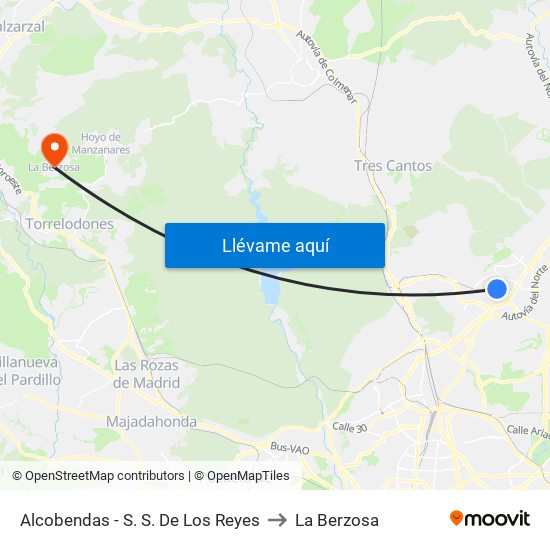 Alcobendas - S. S. De Los Reyes to La Berzosa map