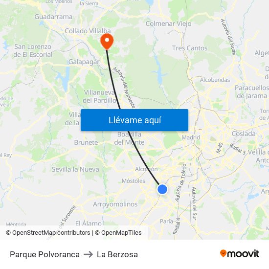 Parque Polvoranca to La Berzosa map