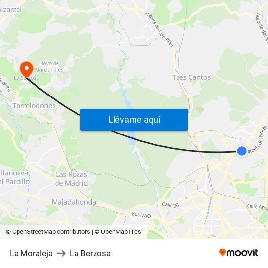La Moraleja to La Berzosa map