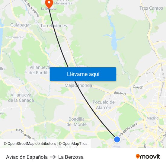 Aviación Española to La Berzosa map