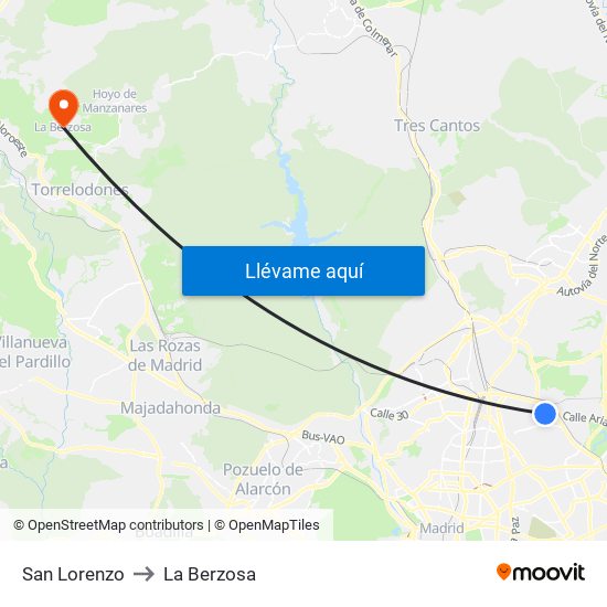 San Lorenzo to La Berzosa map