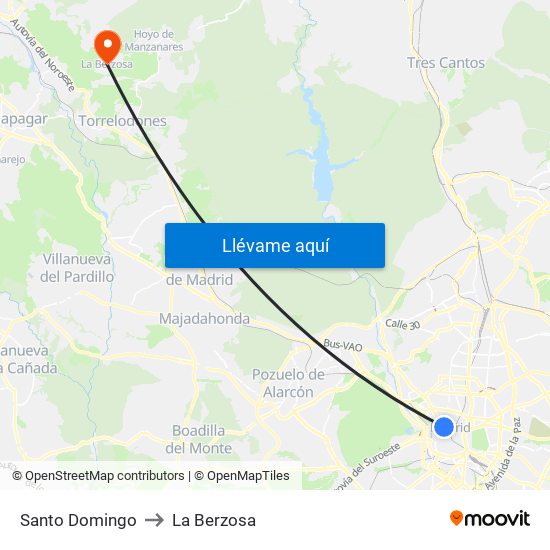 Santo Domingo to La Berzosa map