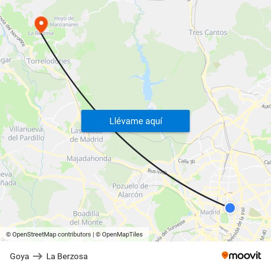 Goya to La Berzosa map