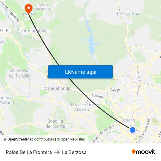 Palos De La Frontera to La Berzosa map