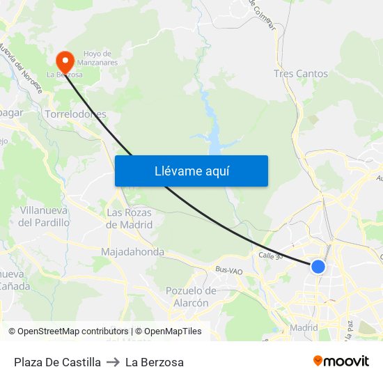 Plaza De Castilla to La Berzosa map