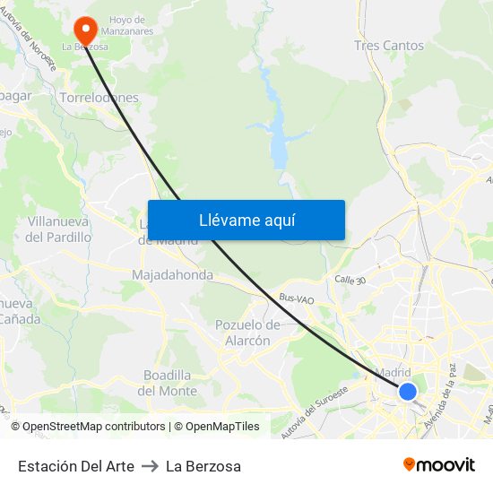 Estación Del Arte to La Berzosa map