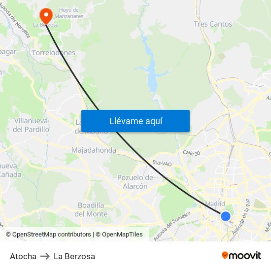 Atocha to La Berzosa map