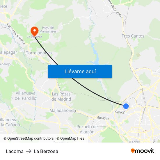 Lacoma to La Berzosa map