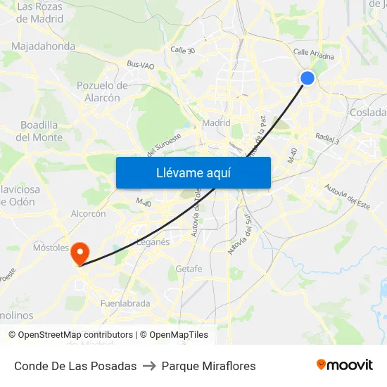 Conde De Las Posadas to Parque Miraflores map
