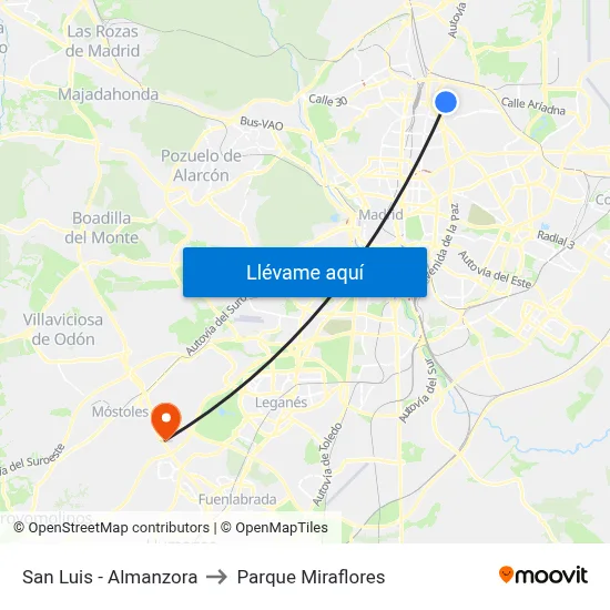 San Luis - Almanzora to Parque Miraflores map
