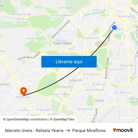 Marcelo Usera - Rafaela Ybarra to Parque Miraflores map