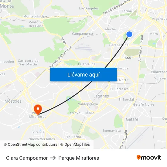 Clara Campoamor to Parque Miraflores map