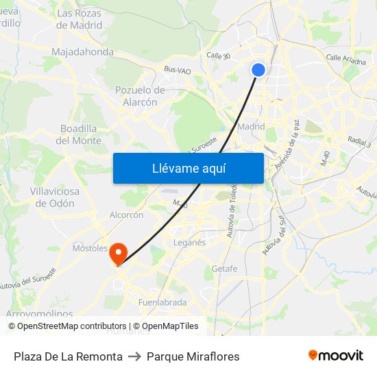 Plaza De La Remonta to Parque Miraflores map