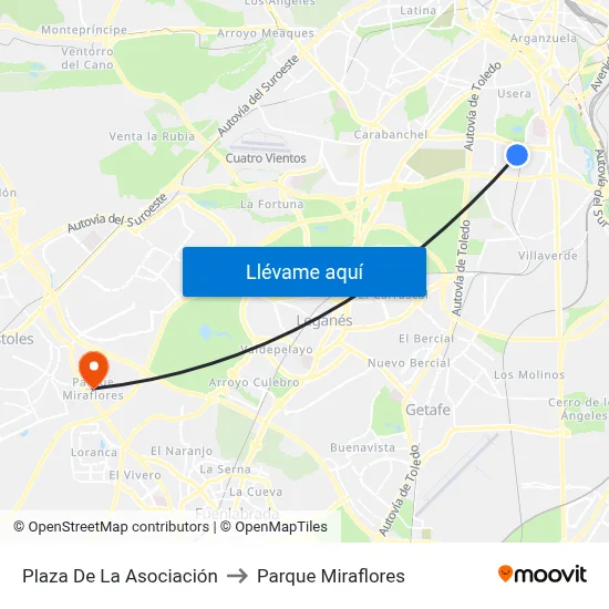 Plaza De La Asociación to Parque Miraflores map