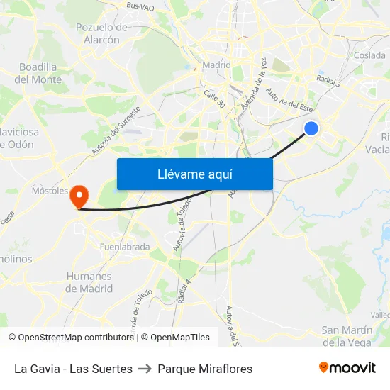 La Gavia - Las Suertes to Parque Miraflores map