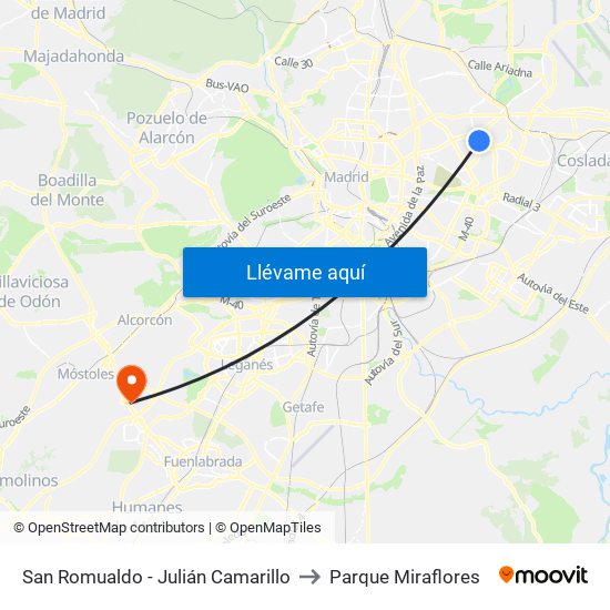 San Romualdo - Julián Camarillo to Parque Miraflores map