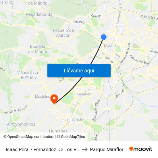 Isaac Peral - Fernández De Los Ríos to Parque Miraflores map