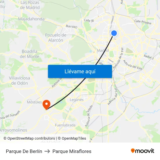 Parque De Berlín to Parque Miraflores map