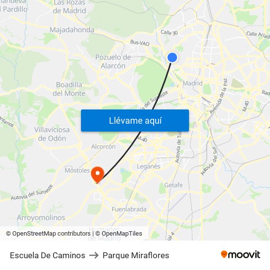 Escuela De Caminos to Parque Miraflores map