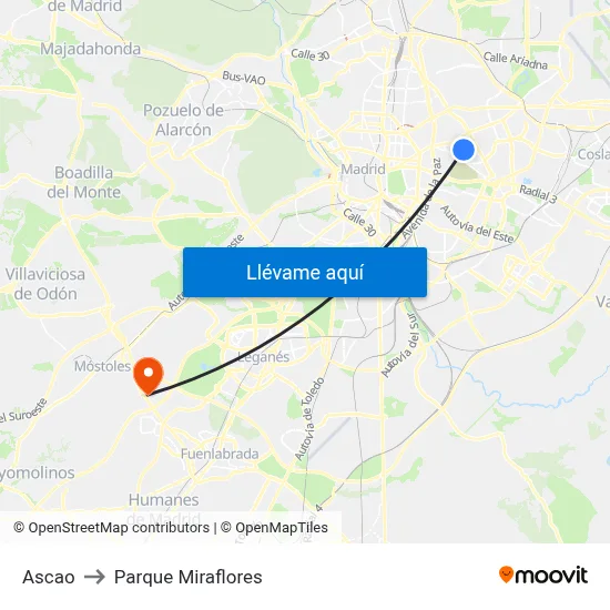 Ascao to Parque Miraflores map