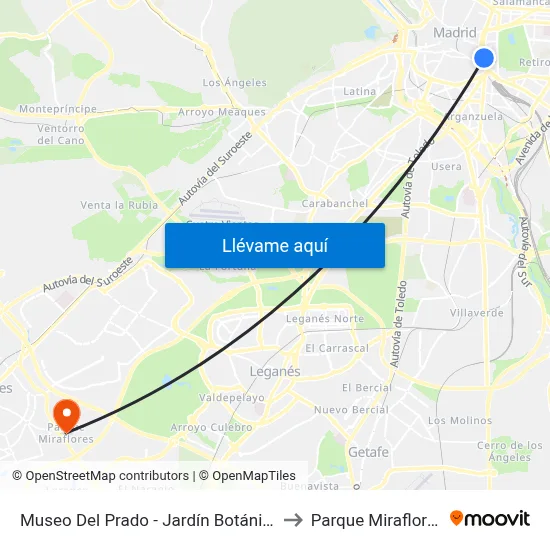 Museo Del Prado - Jardín Botánico to Parque Miraflores map