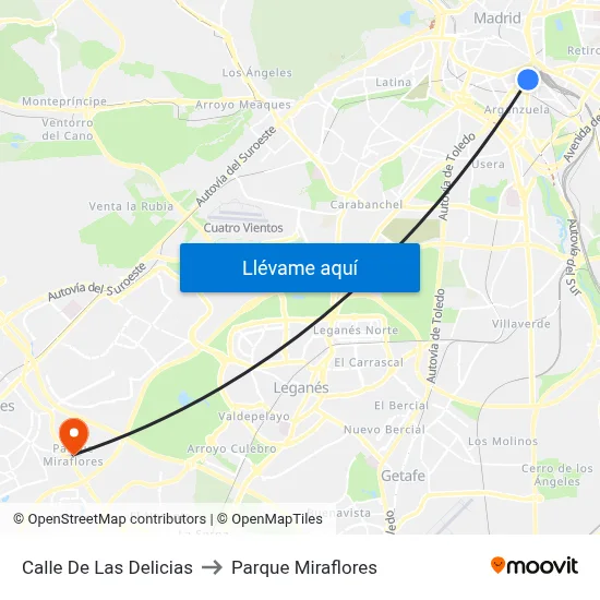 Calle De Las Delicias to Parque Miraflores map
