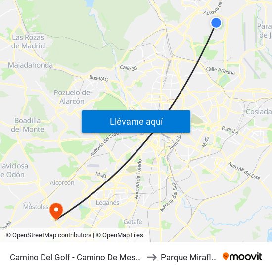 Camino Del Golf - Camino De Mesoncillos to Parque Miraflores map