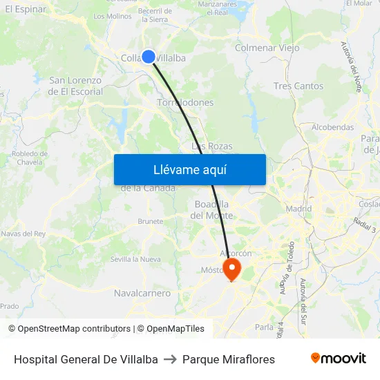 Hospital General De Villalba to Parque Miraflores map