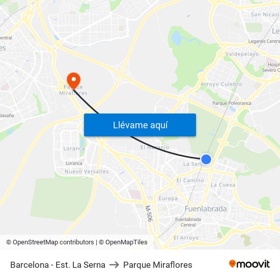 Barcelona - Est. La Serna to Parque Miraflores map