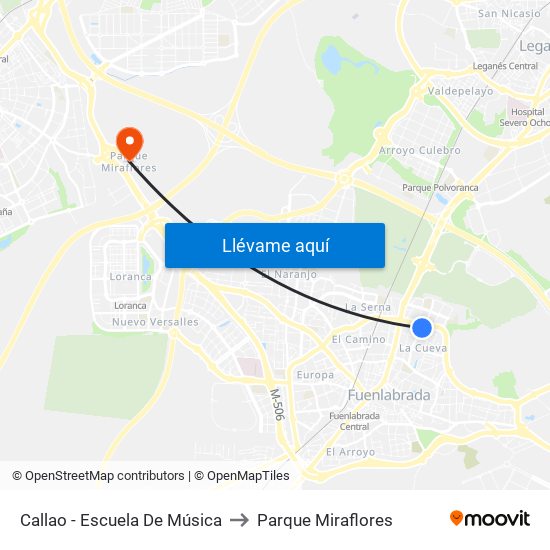 Callao - Escuela De Música to Parque Miraflores map