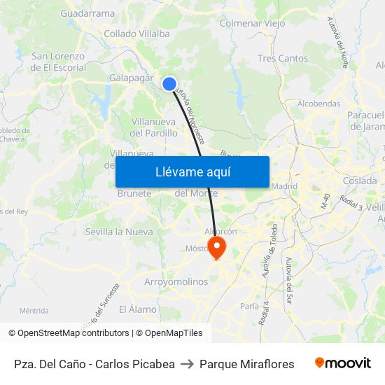 Pza. Del Caño - Carlos Picabea to Parque Miraflores map