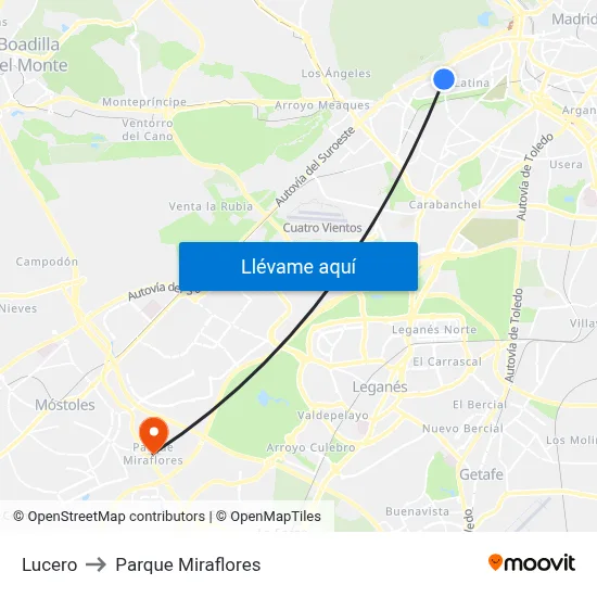 Lucero to Parque Miraflores map