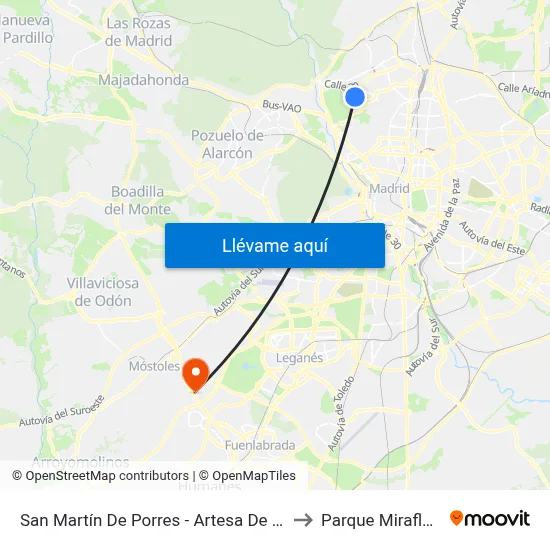 San Martín De Porres - Artesa De Segre to Parque Miraflores map