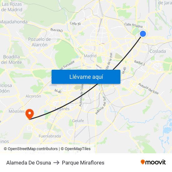 Alameda De Osuna to Parque Miraflores map