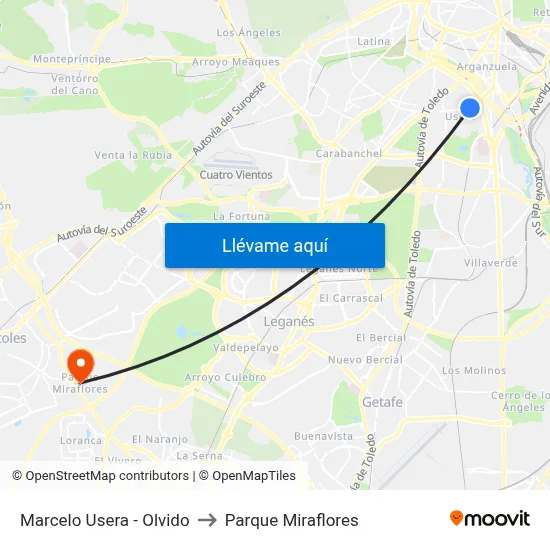 Marcelo Usera - Olvido to Parque Miraflores map