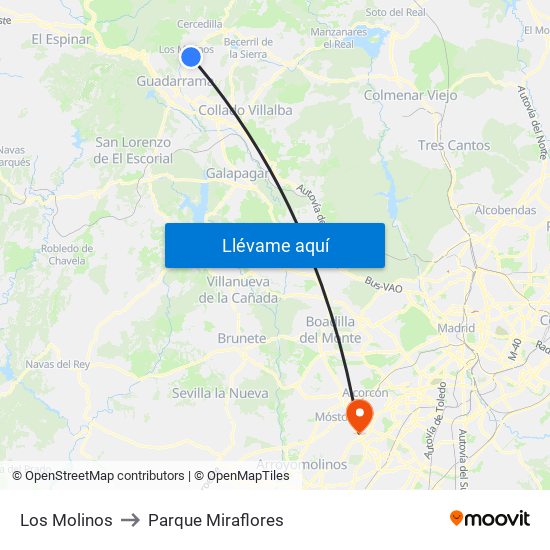 Los Molinos to Parque Miraflores map