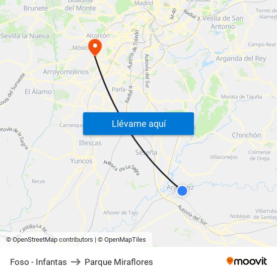 Foso - Infantas to Parque Miraflores map