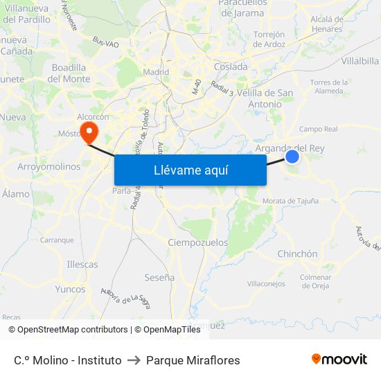 C.º Molino - Instituto to Parque Miraflores map