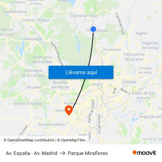 Av. España - Av. Madrid to Parque Miraflores map