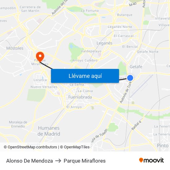 Alonso De Mendoza to Parque Miraflores map