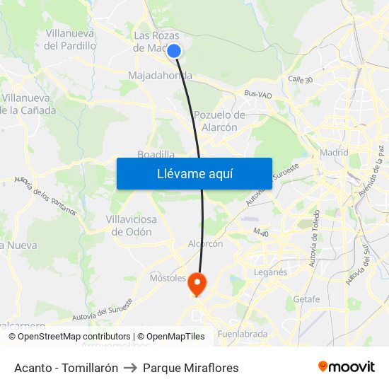 Acanto - Tomillarón to Parque Miraflores map