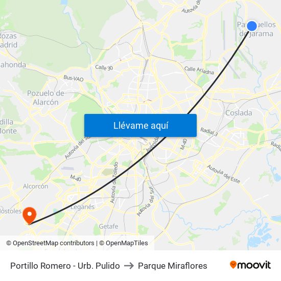 Portillo Romero - Urb. Pulido to Parque Miraflores map
